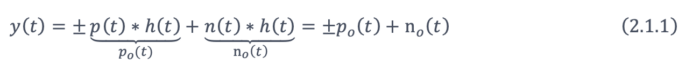 where y(t) denotes the received signal, p(t) represents the transmitted signal, and h(t) signifies the receiving filter designed to optimize the signal-to-noise ratio of the received signal.